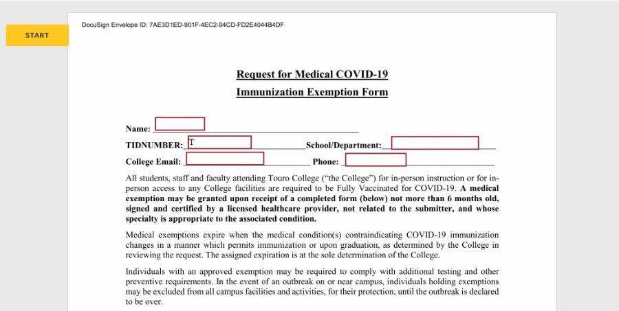 medical exemption request form