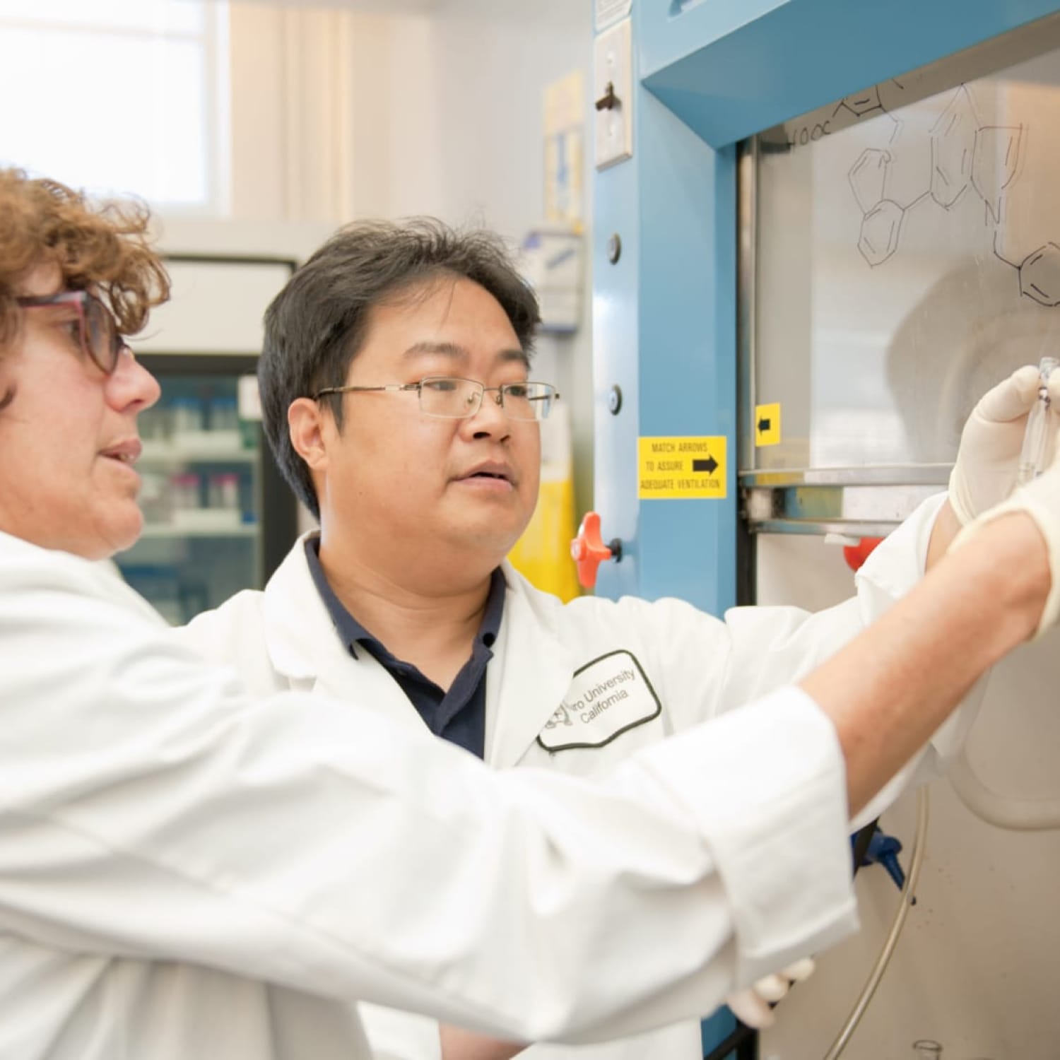 two researchers working in a lab