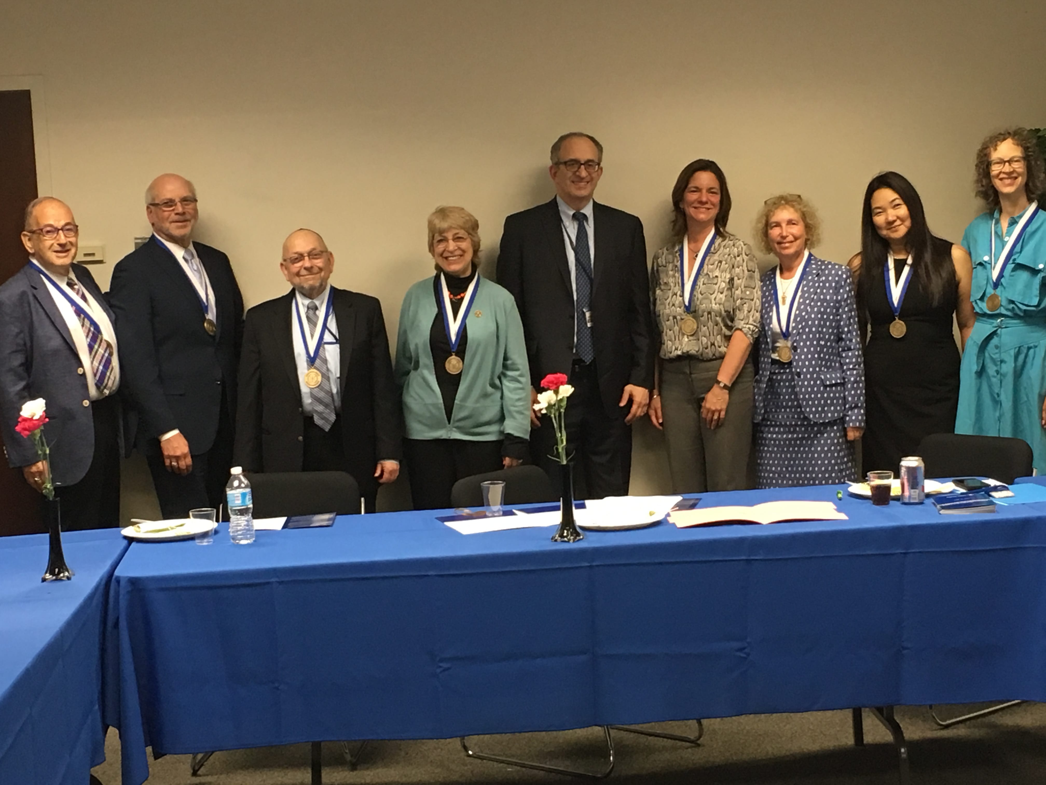 The recipients of the inaugural presidential awards for faculty excellence, with Dr. Kadish, President of Touro College.