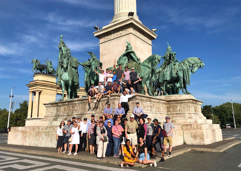 Students and Faculty on Touro’s Summer Trip Abroad at Heroes Square in Budapest