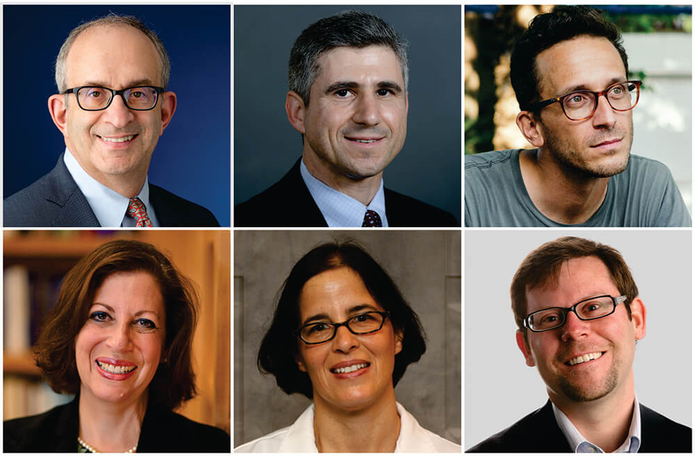 (l to r): Top: Dr. Alan Kadish, Professor Sam Levine, Professor Shai Davidai. Bottom: Professor Claire Finkelstein, Professor Yael Shiloh-Malawsky, and Professor Steven Solomon