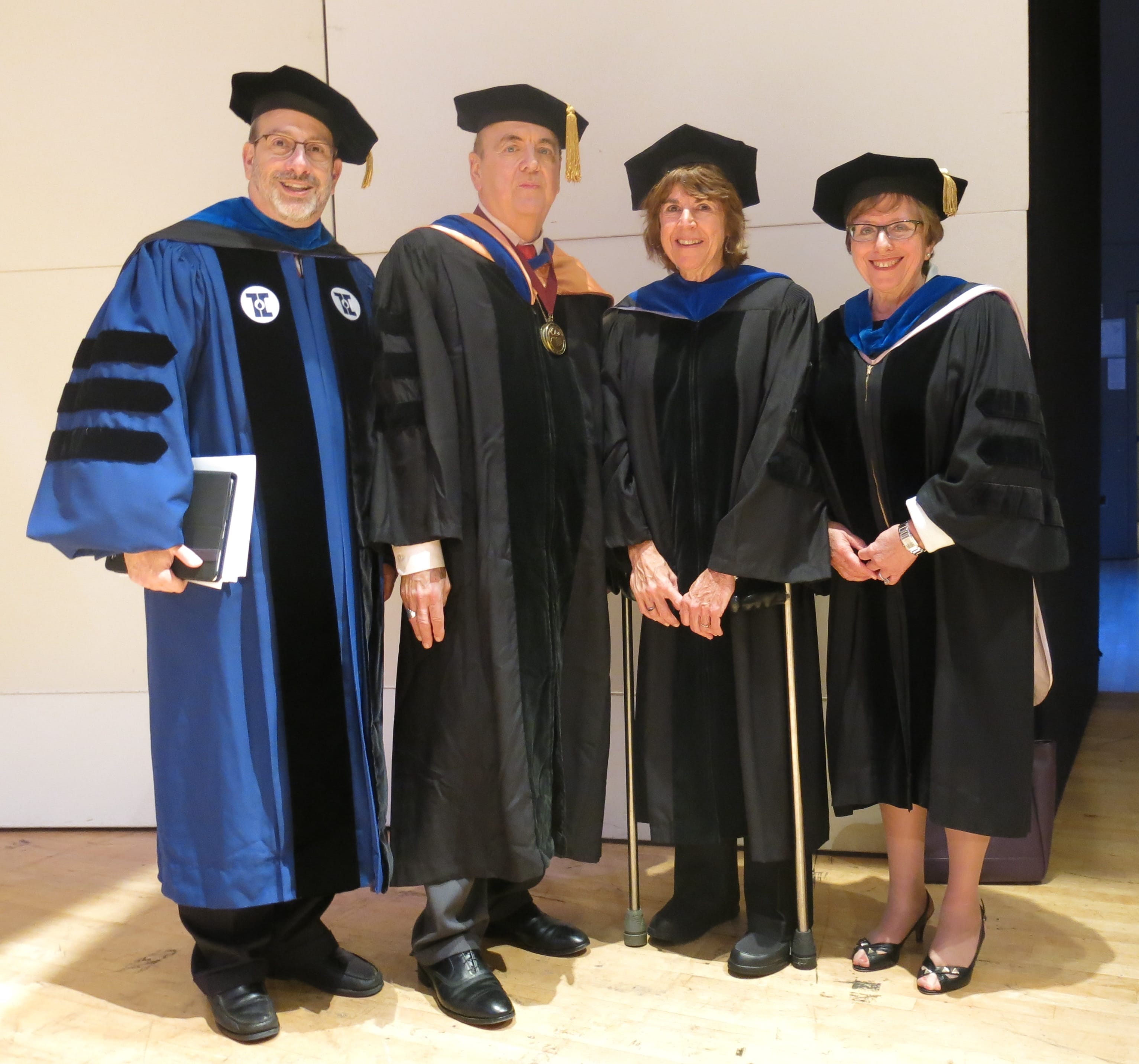 Rabbi Moshe Krupka, Dr. Louis Primavera, Dr. Maryanne Driscoll, and Dr. Nadja Graff, participated in Touro SHS commencement exercises in September. 