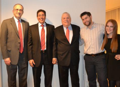Dr. Alan Kadish, Rabbi M. Gary Neuman, Rabbi Alan G. Ciner, David Kain, and Jennifer Marder at the Touro College Young Professionals event in New York.
