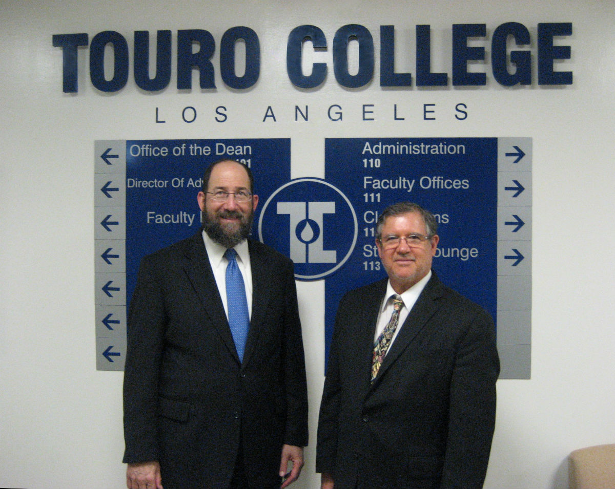 Rabbi Dr. David Jacobson (left), newly appointed director of college affairs for Touro College Los Angeles, with recently appointed dean Dr. Michael Hamlin