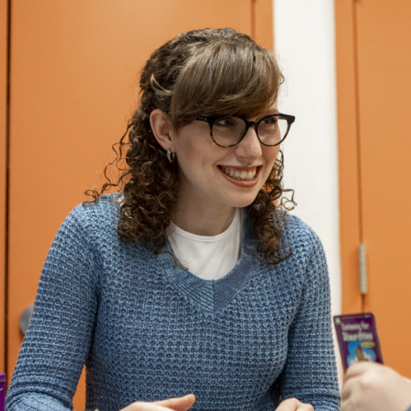 Speech-language pathology student working in clinic