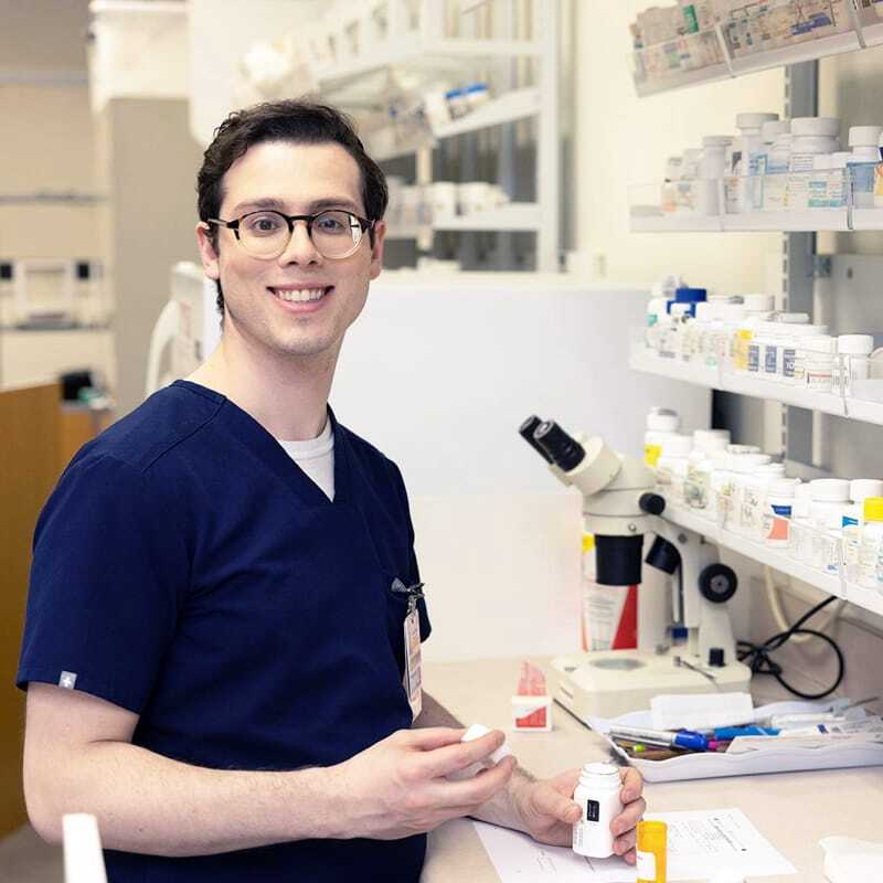Pharmacy student in lab