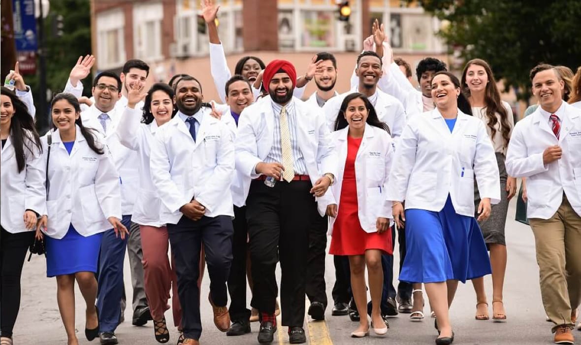 Middletown students in white coats